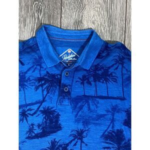 Paradise Collection Men's Shirt Palm Trees Blue Button Short Sleeve